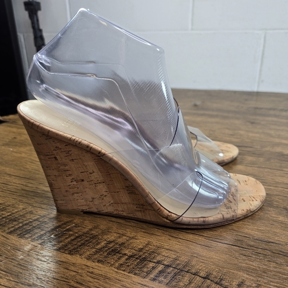 Stuart Weitzman Clear Vinyl Cork Wedge Heels Sandals - Picture 11 of 12